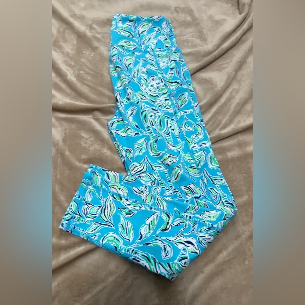 Lilly Pulitzer Luxletic White and Blue Leggings Size Small - Picture 1 of 5